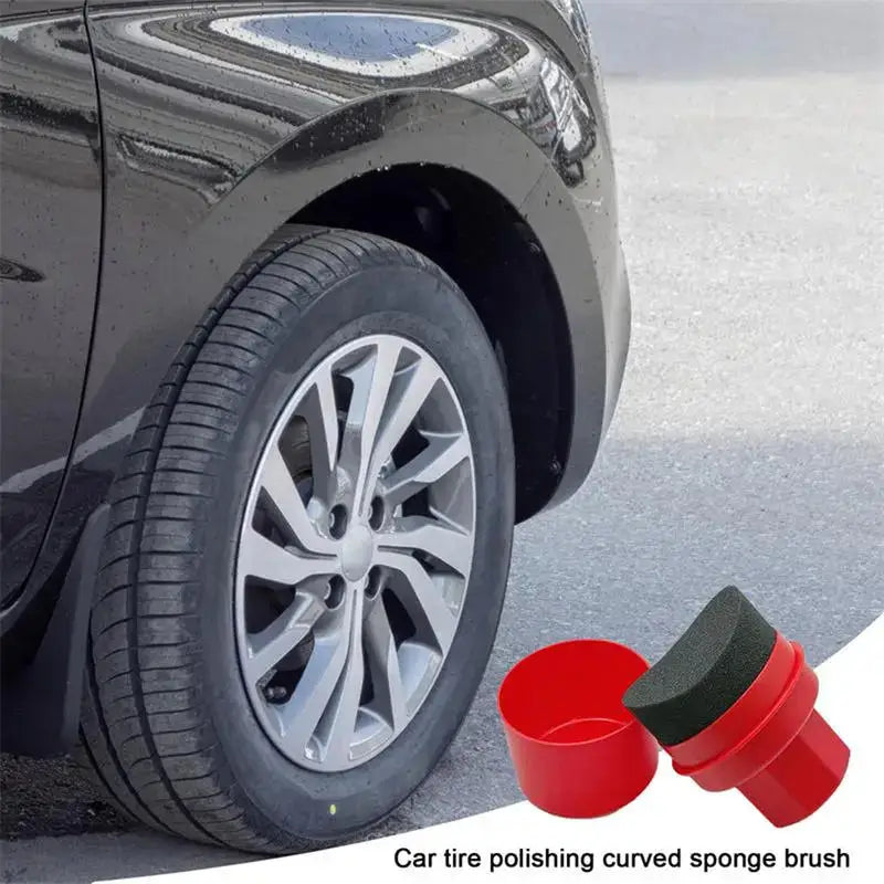 Waxing Sponge for Car Wax Applicator Pad With Lid Curved Shaped Easy Waxing Tire Sponge Tire Cleaning Tools Detailing Brush