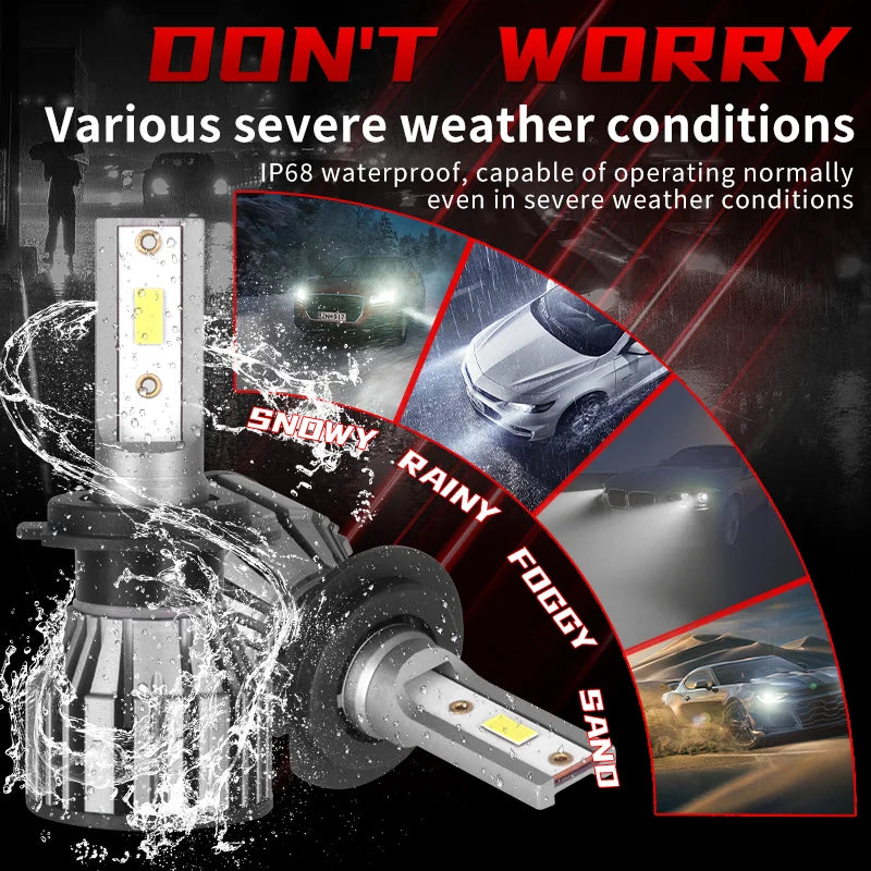 2PCS H7 H4 LED Car Headlight Bulbs H1 H11 HB3 9005 HB4 9006 9012 75W6000K White High Hnd Low Beam LED Fog Lights Auto Lights 12V