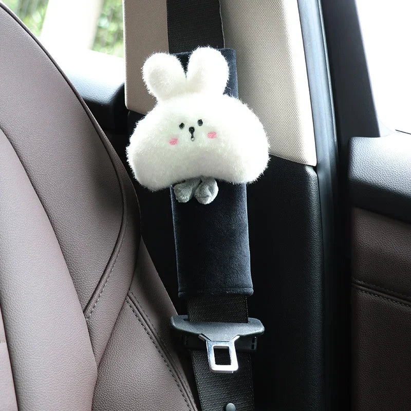 Woman Girl Neck Cushion Rabbit Car Accessories Seat Belt Shoulder Pad Animal Cervical Pillow Universal Headrest Cute Neck Pillow