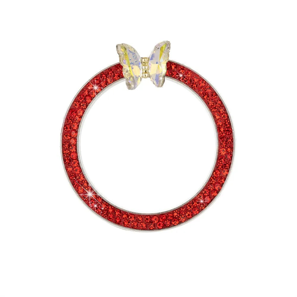 1 Pc Rhinestone Crystal Butterfly Ring Car Ignition Button Decorative Cover - Anti-Corrosion, Easy to Install, Upgraded Design