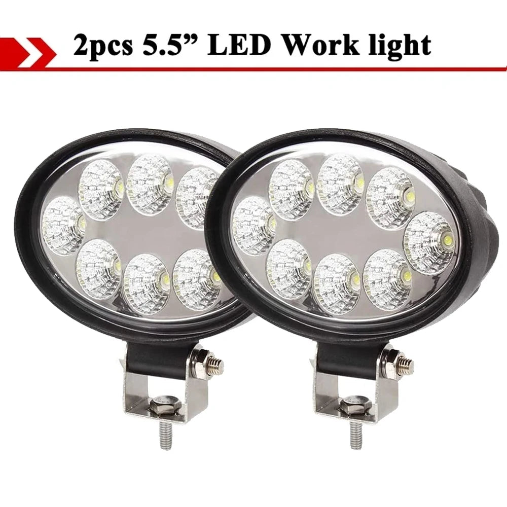 LED Tractor Oval Work Light 5inch Car Lamp 12V 24V Offroad Cab Headlight for Mining Crane Dump Truck Forklift ATV Spotlight