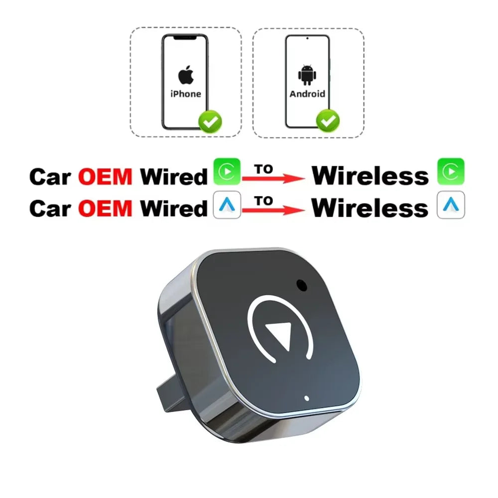 New 2in1 Wired to Wireless CarPlay Adapter, Android Auto Dongle, High-Quality Car Accessory Smart Box 5GHz WiFi Type-C/USB