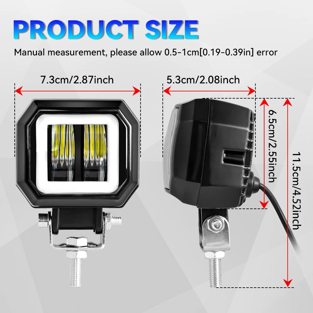 LED Fog Lamp Driving Daytime Off road Led Light Headlight 3'' 20W Motorcycle Halo Lamps For Jeep ATV 12V 24V SUV Worklight Beams