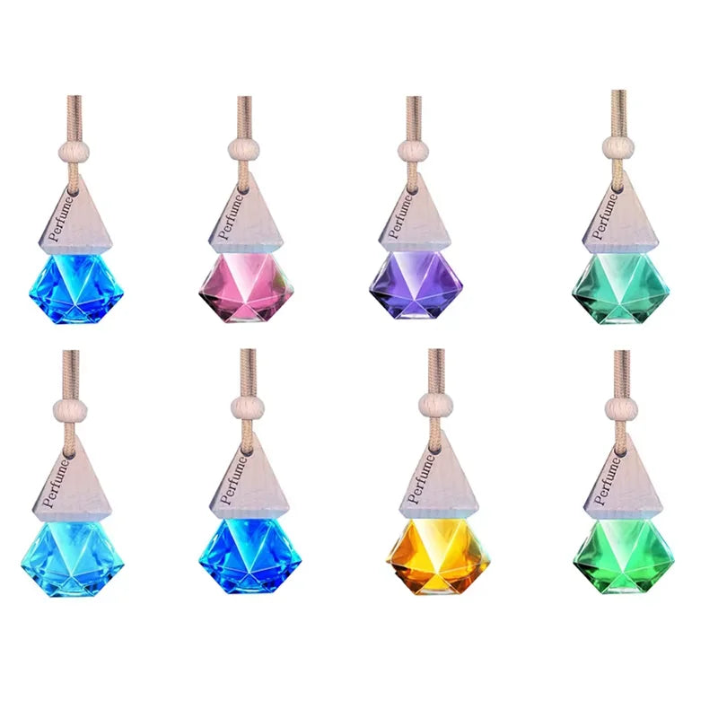 Auto Aromatherapy Fragrance Pendent Bottle Perfume Diffuser Automotive Decoration Car Hanging Glass Bottle Empty Perfume