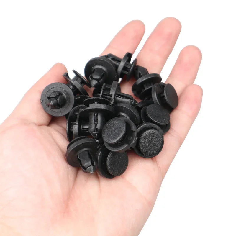 10/20/50pcs 8mm Diameter 8mm Black Plastic Auto Fasteners Rivets Clips Vehicle Car Bumper Door Panel Fender Liner Clips Retainer