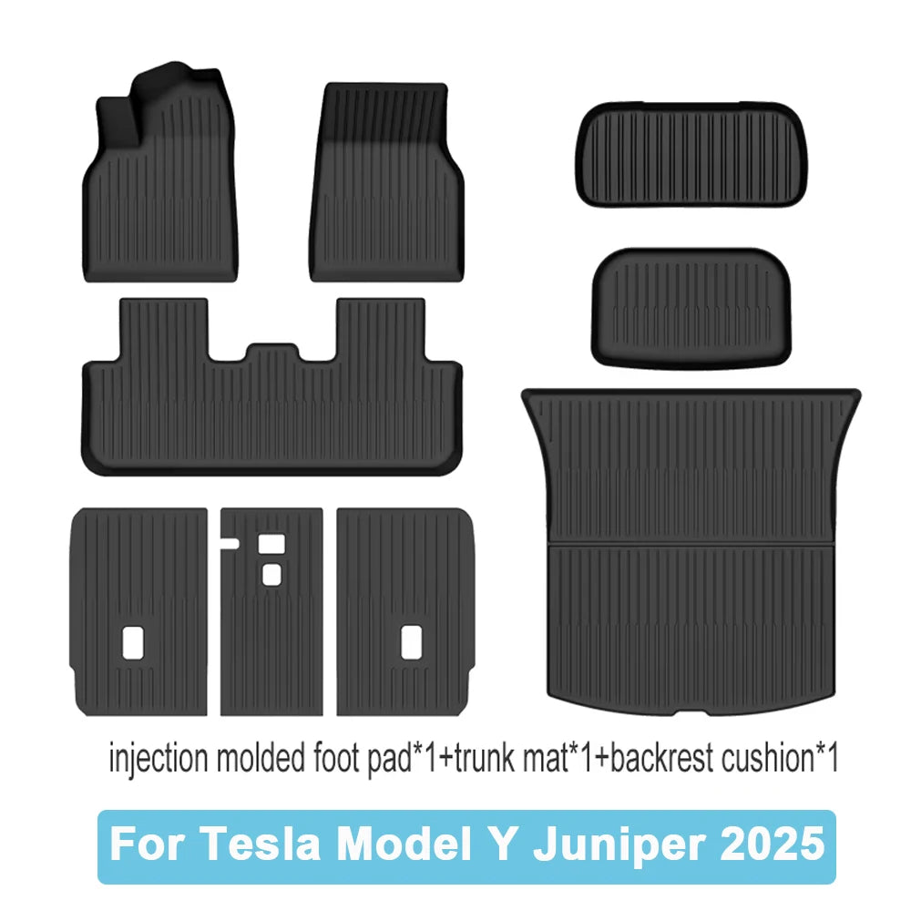 Car Trunk Mat For New Tesla Model Y 2025 Juniper TPE Floor Mats & Cargo Liner All Weather Trunk Mats Floor Liner Backrest Mats