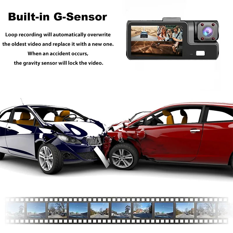 WIFI 3 Camera Car DVR Mini 1080P Inside Vehicle Dash Cam Three Channel DVRs Recorder Video Registrator Mini Dashcam Camcorder