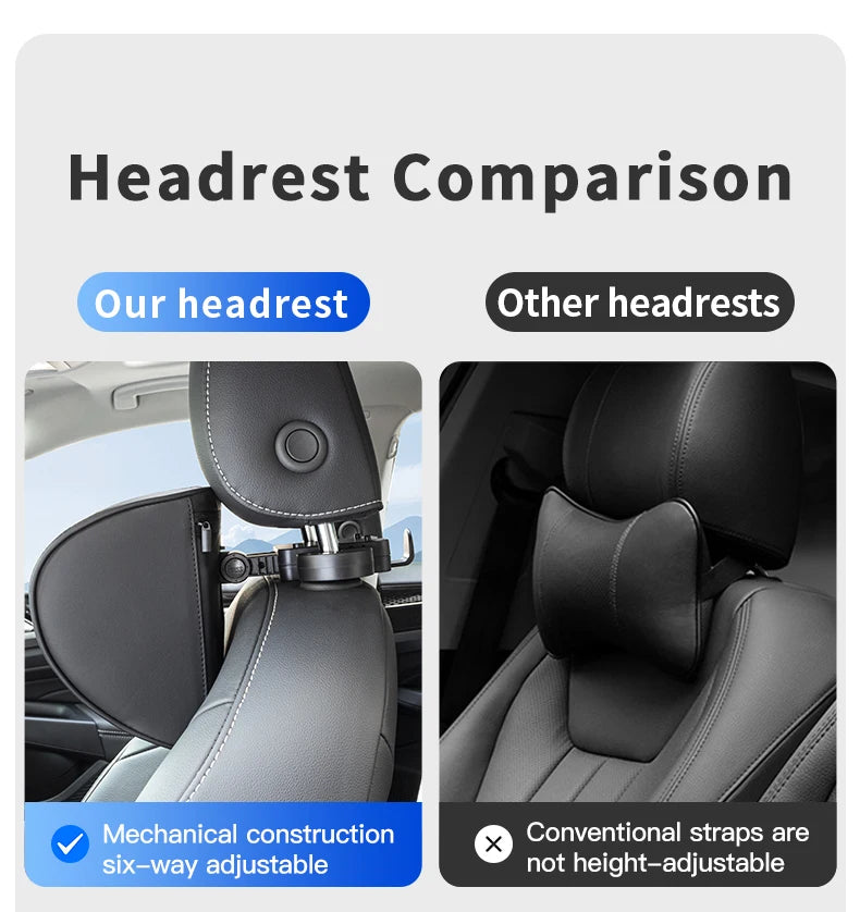 Leather Car Seat Headrest Cushion Multi-Function Memory Foam Car Neck Pillow Adjustable Car Headrest Pillow Auto Accessories