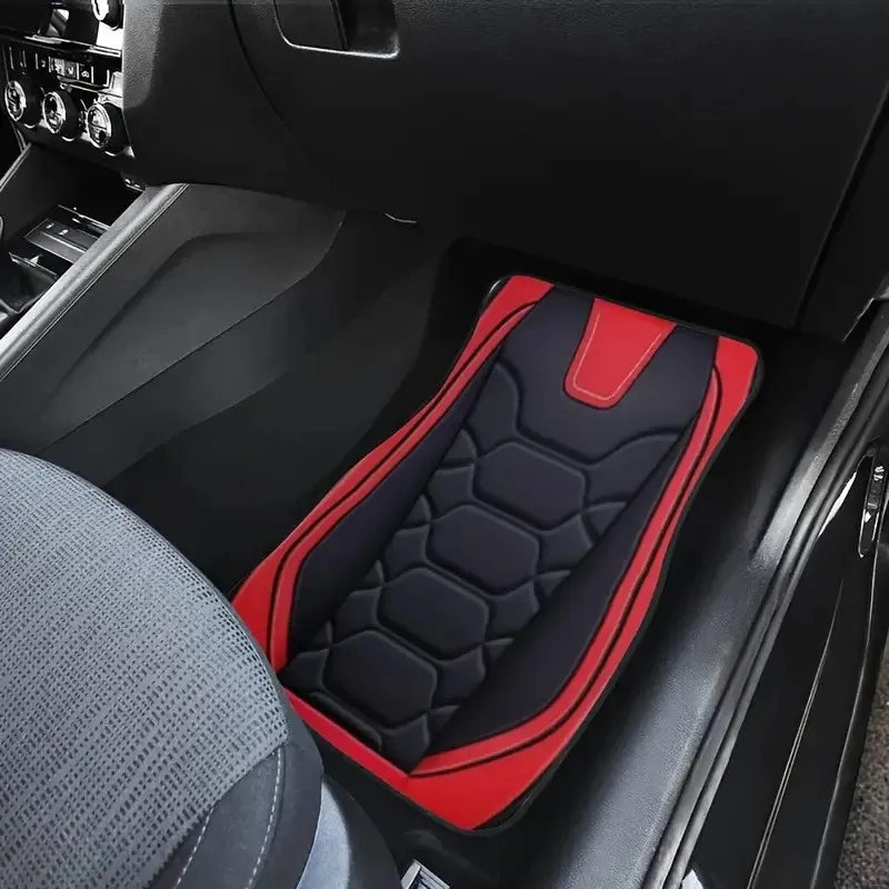 2D Flat 4pcs Car Mat Set, Four Blocks of Belly Pattern, Universal, Polyester Fiber, Absorbent, Non-slip, Washable Car Carpet