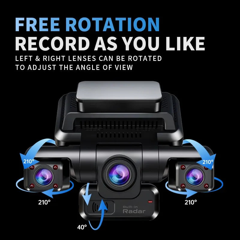 TiESFONG 4CH GPS Dash Cam i7pro Front 4K/2K+3*1080P for Car 360 DVR Camera 24H Parking Mode WiFi Video Recorder IR Night Vision
