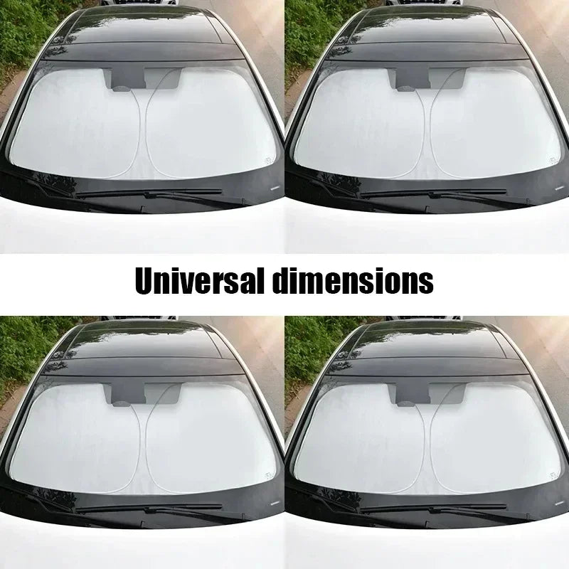 Foldable Car Sunshade Upgraded Thick Titanium Silver for Front Windshield Reflective Heat Shield Sun Visor with Storage Bag