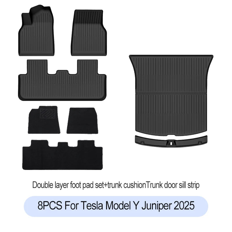 For Tesla New Model Y Juniper 2025+ TPE Floor Mats Waterproof Luggage Mat Wear-resistant Foot Pads ModelY Trunk Mats Accessories