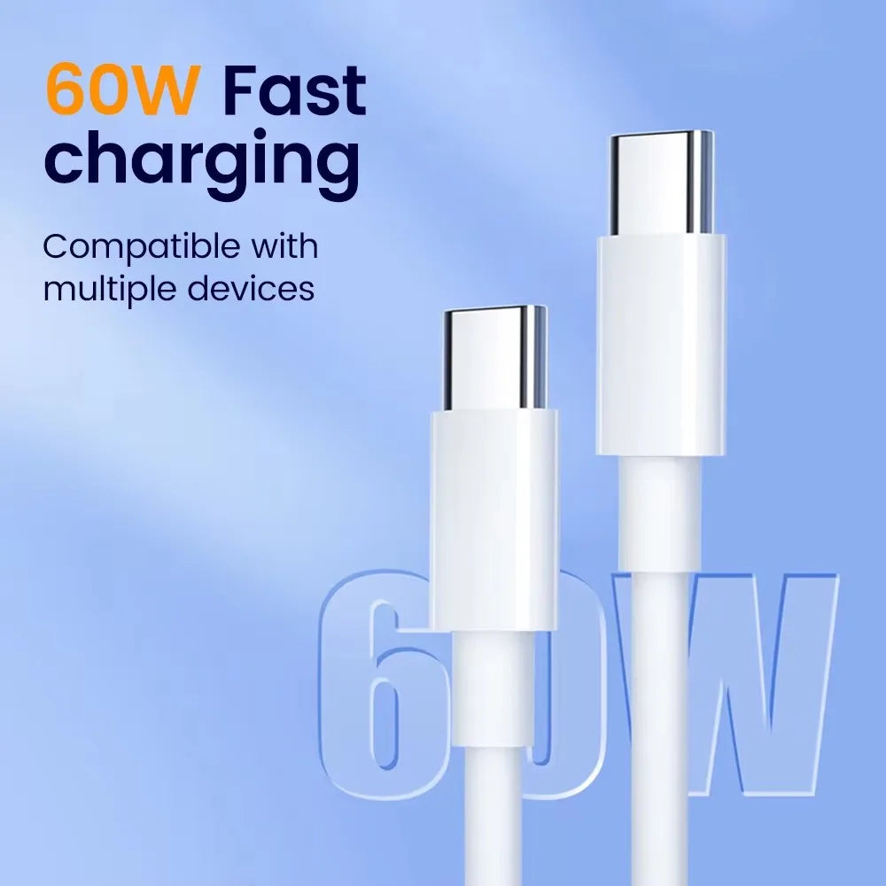 0.3M Short USB Type C Cable PD60W Fast Charging Power Bank Data Cord For iphone 15/16/17 Samsung Xiaomi Huawei Phone USB C Cable