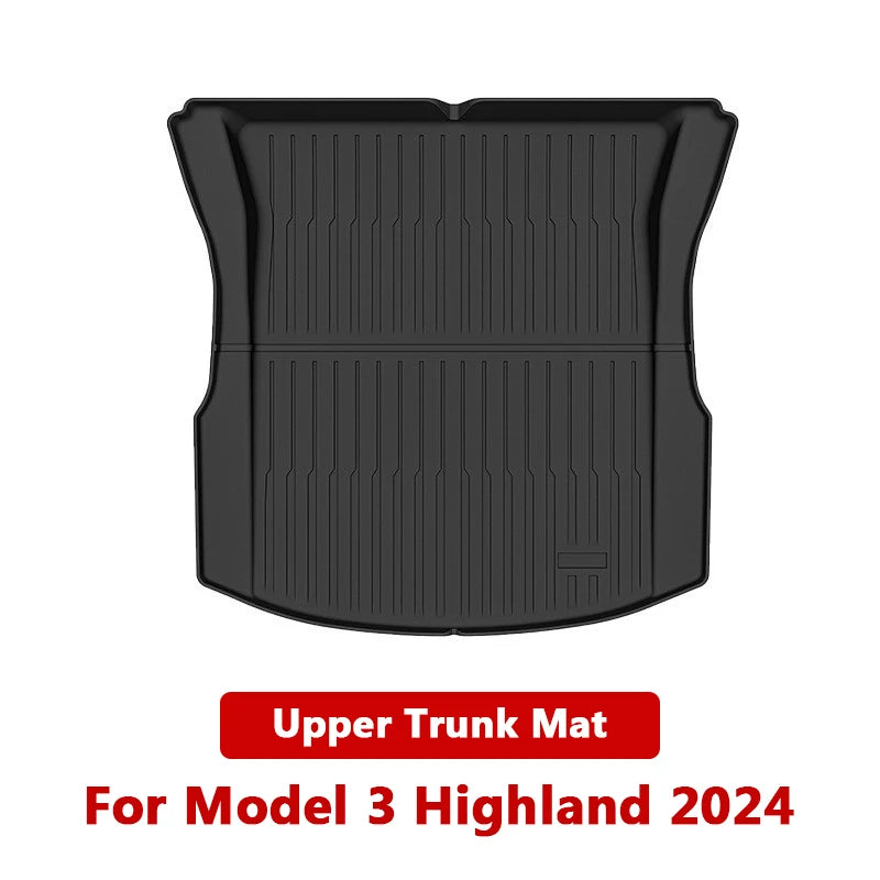 For Tesla Model 3 Highland 2024 Front and Back Trunk Mat TPE Carpet Waterproof Weather-resistant Pads Up and Down Layer Mats
