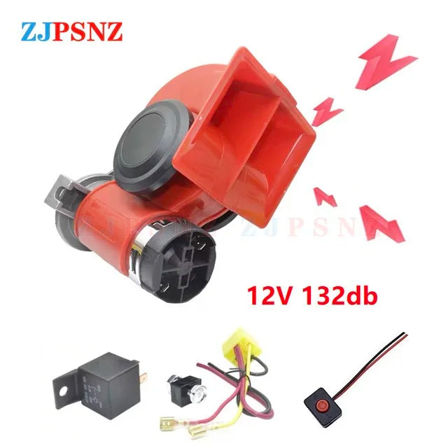 12V 24V Dual Tone Horn Kits Snail Air Horn Waterproof Auto Twin Dual Tone Compact Horn For Car Auto Motorcycle 132db Super Loud