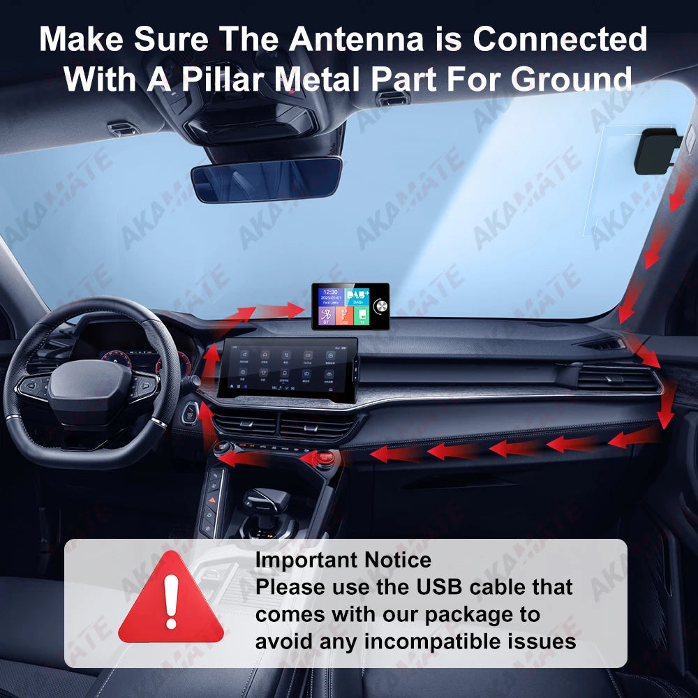 DAB+ Antenna for Android Car Radio With USB Adapter GPS Stereo DAB Receiver Player Automatic Scan Support Channel List LOGO