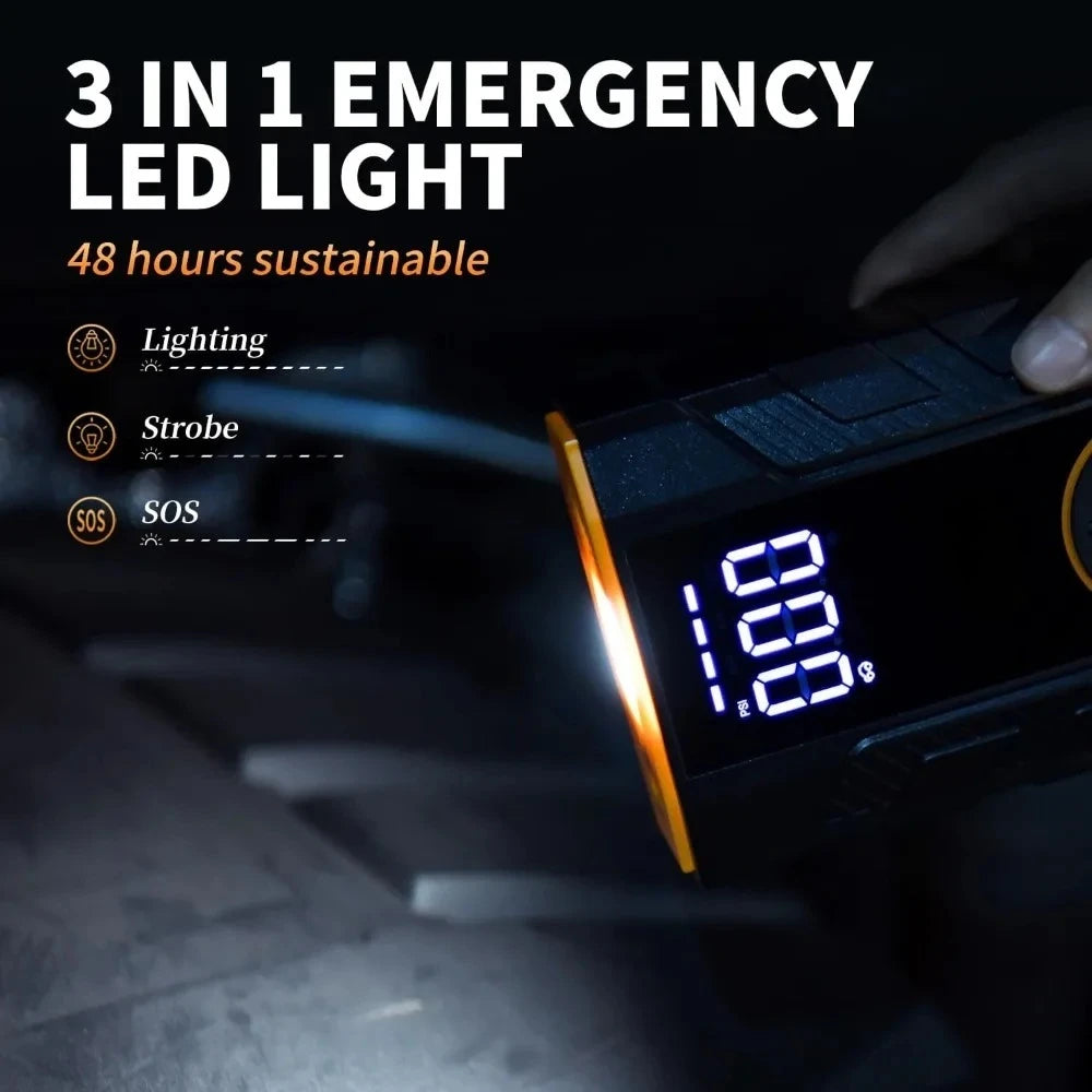 4-IN-1 Car Jump Starter with Air Compressor Peak 1500A Auto Battery Booster 150PSI Air Pump Portable Power Bank Tire Inflator