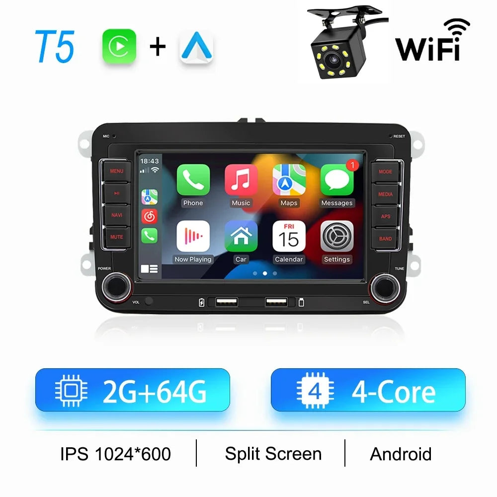 2Din Car Radio Android for Volkswagen Golf 5 6 Polo Passat B6 B7 CC Skoda Jetta Universal Multimedia Carplay Wifi GPS Navigation