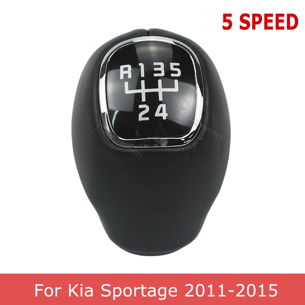 5 6 Speed Leather Gear Knob Shift Lever Shifter Handball For KIA Sportage 2011-2015 For Rio 3 5 VELOSTER 2013 2014 2015