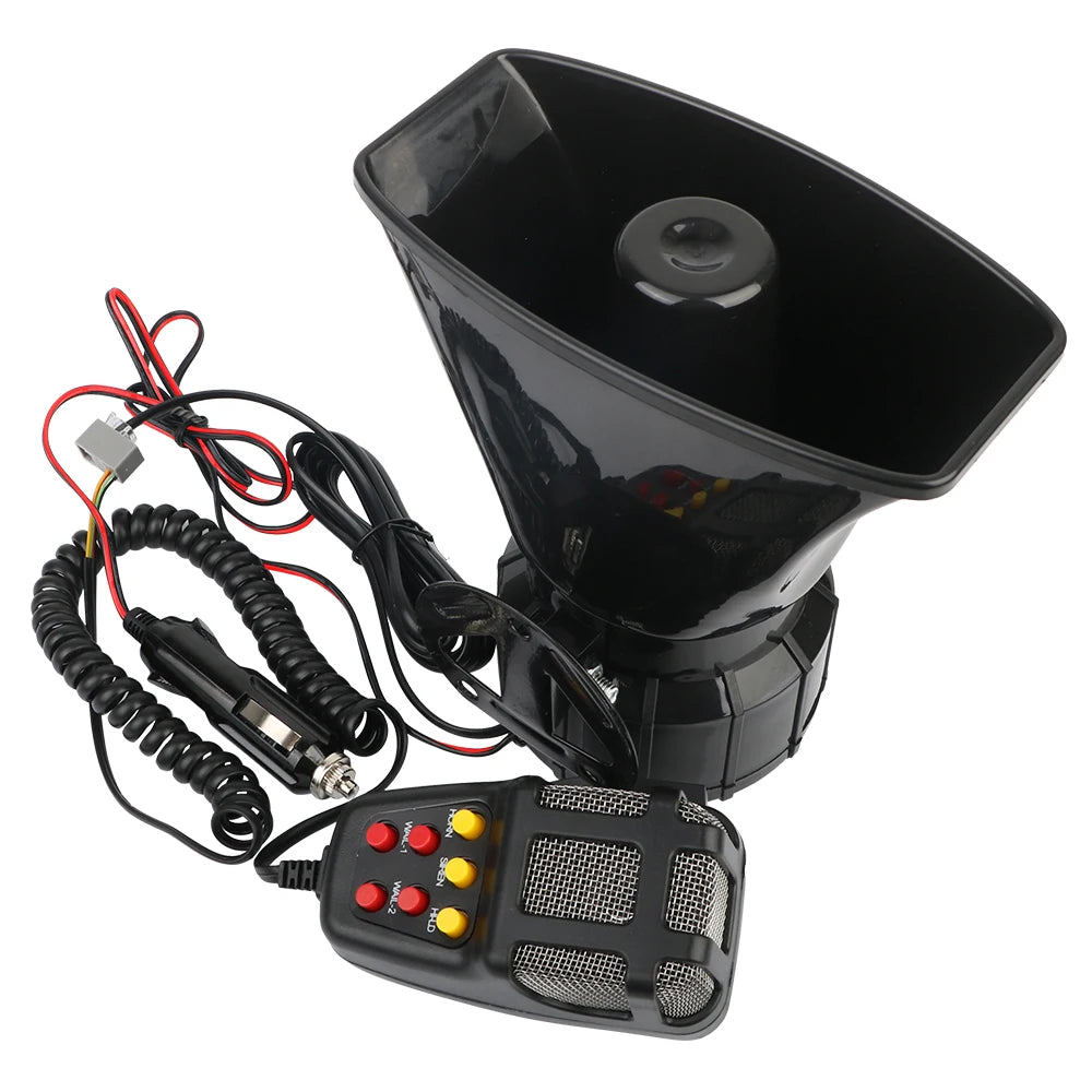 Car Warning Alarm Megaphone Police Siren Air Horn Speaker 120DB Loud Car Horn Multi-tone & Claxon Horn 12V 100W