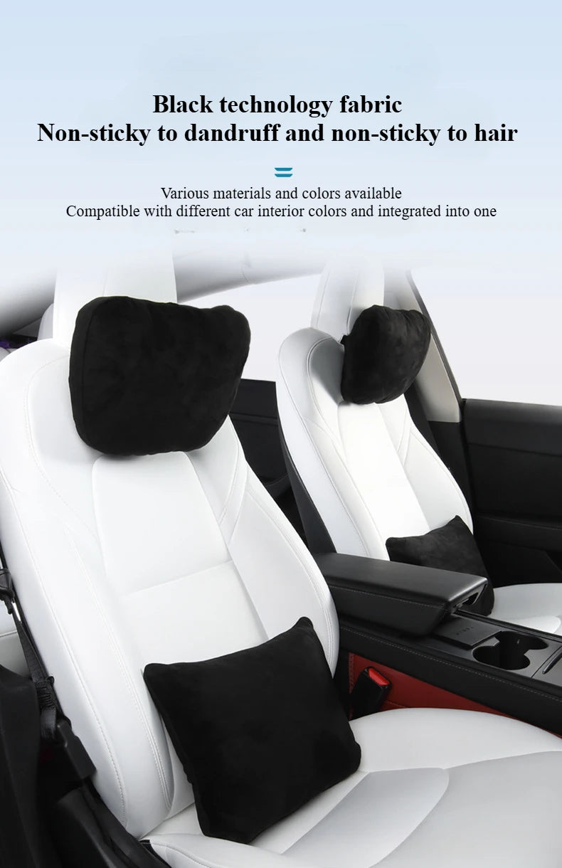 1Pcs Car Seat Headrest Neck Pillow for Tesla Model Y/X/3/S Head Lumbar Relief Support Soft Comfort Memory Cushion Protect Cover