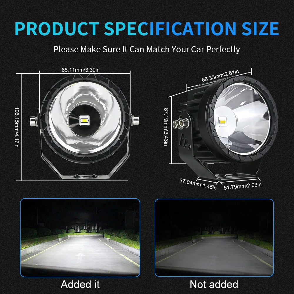 2pcs 4 Inch Led Work Light White Yellow Spotlight 12V 24V 4x4 Offroad 60W Super Bright Fog Lights For Motorcycle ATV Boat Dirt