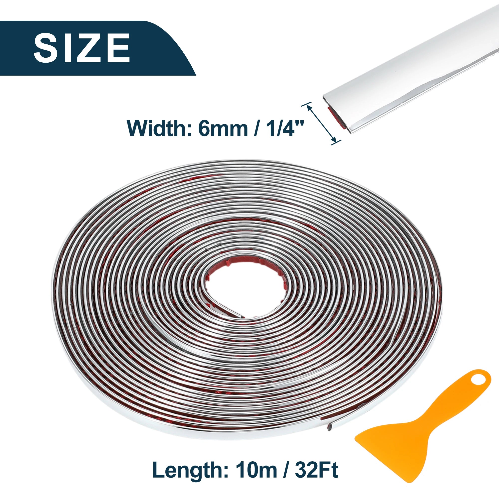 Uxcell Car Chrome Trim Molding Body Window Seal Rubbing Strip Bumper Anti-Collision Strip for Auto DIY Shiny Self-Adhesive Strip