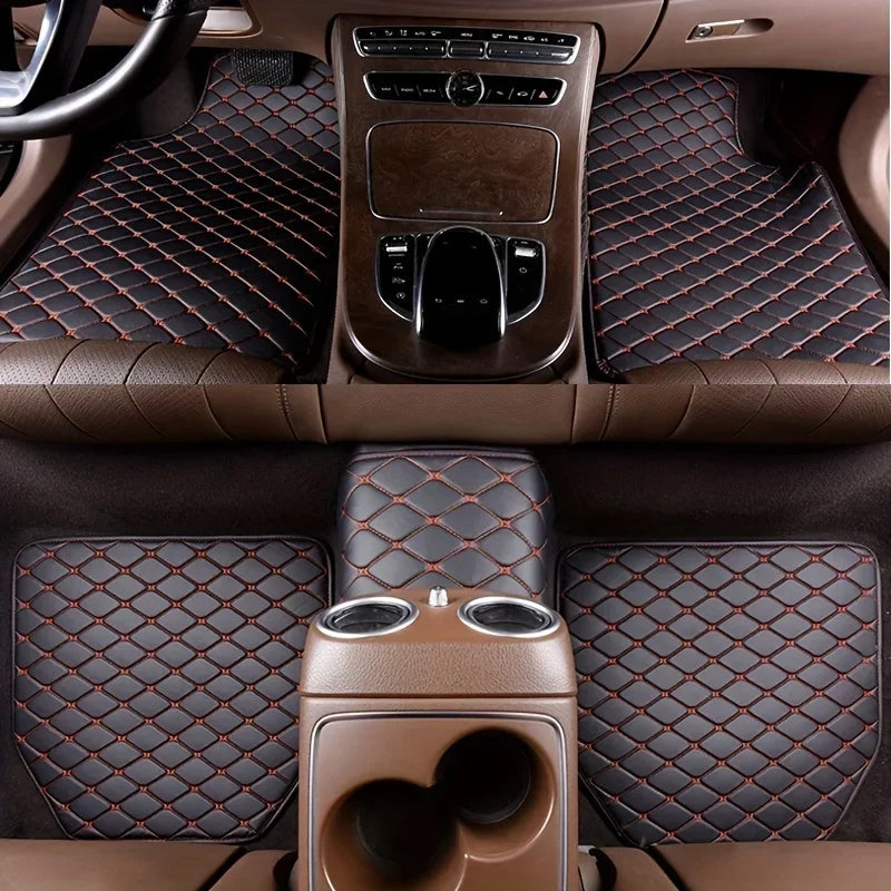 New 5Pcs Set PU Leather Car Floor Mats Waterproof Dust-Proof Auto Foot Pad Set Protector pads Fashion Car Interior Accessories