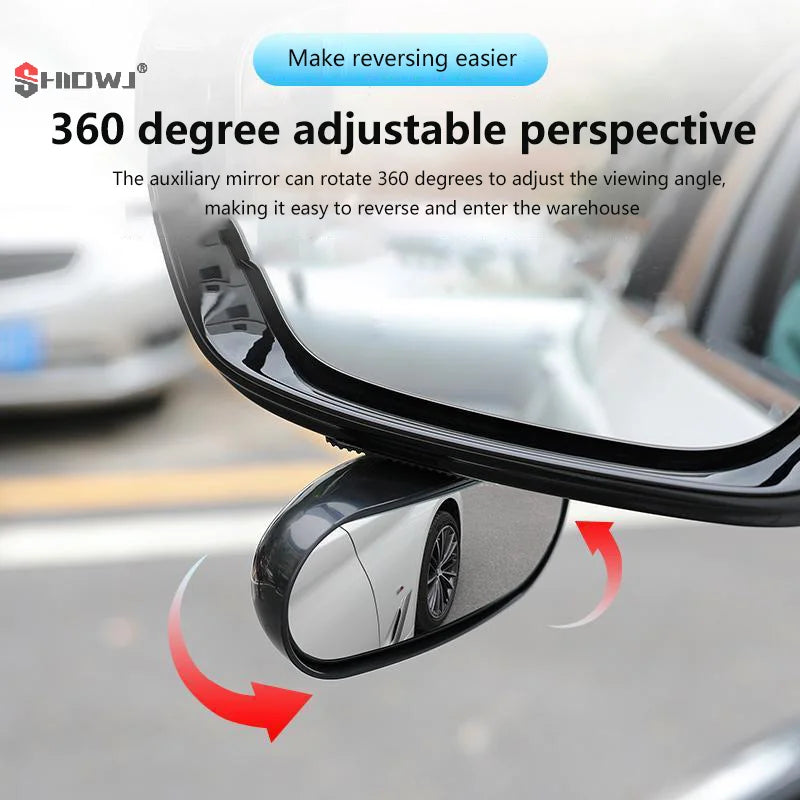 Car Mirror Auxiliary Rear View Mirror Wide Angle Side Rear Mirrors Reverse Blind Spot 360° Adjustable Car Accessories