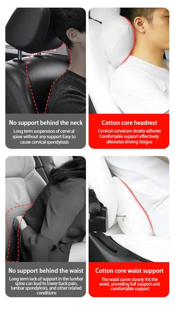 For Tesla Model 3 Y Car Neck Pillow Protective Lumbar Back Support Flocking High-Quality Headrest Lumbar Car Accessories