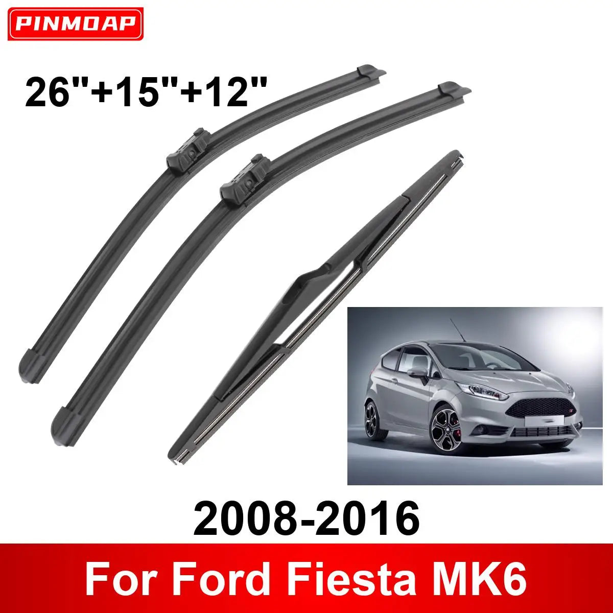 1/2/3/4/6PCS Car Wiper For Ford Fiesta MK6 2008-2016 Front Rear Wiper Blades Brushes Auto Accessories 2011 2012 2013 2014 2015
