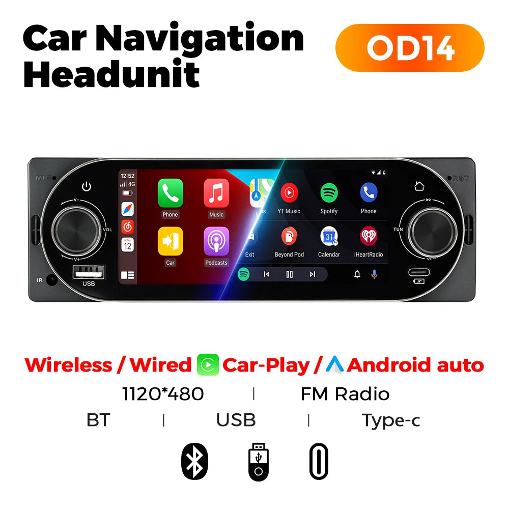 MEKEDE 6.86 Inch 1Din Carplay Android Auto Car Radio Multimedia Video MP5 Player With BT FM Stereo USB Type-C Plug Autoradio