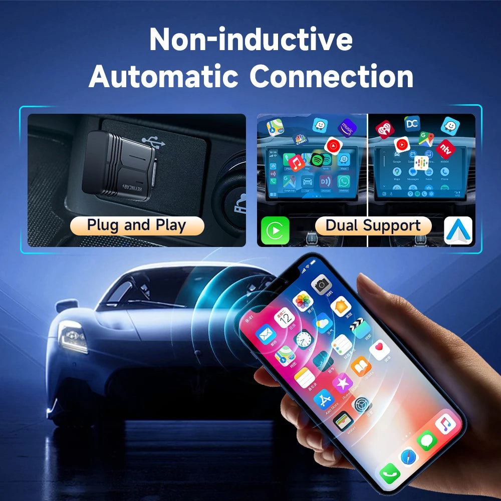 2025 HEYINCAR 2in1 Wireless Android Auto Adapter  Carplay Smart Dongle Plug and Play For  Kia Volvo Audi MG Opel VW Hyundai Jeep