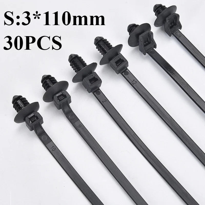 Car Nylon Tie Wrap Cable Fixed Fastener Clips  Strap Self-Locking Nylon Cable Ties Car Hose Fastening Zip