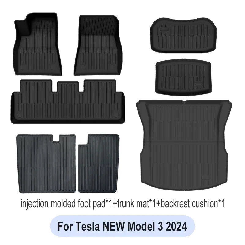 2023-2025 For Tesla Trunk Mat For  Model 3 highland Floor Mat  Luggage Mat TPE waterproof Anti-Slip Set Floor Liner Mats