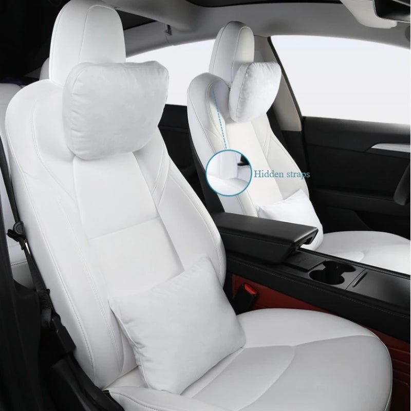 1Pcs Car Seat Headrest Neck Pillow for Tesla Model Y/X/3/S Head Lumbar Relief Support Soft Comfort Memory Cushion Protect Cover