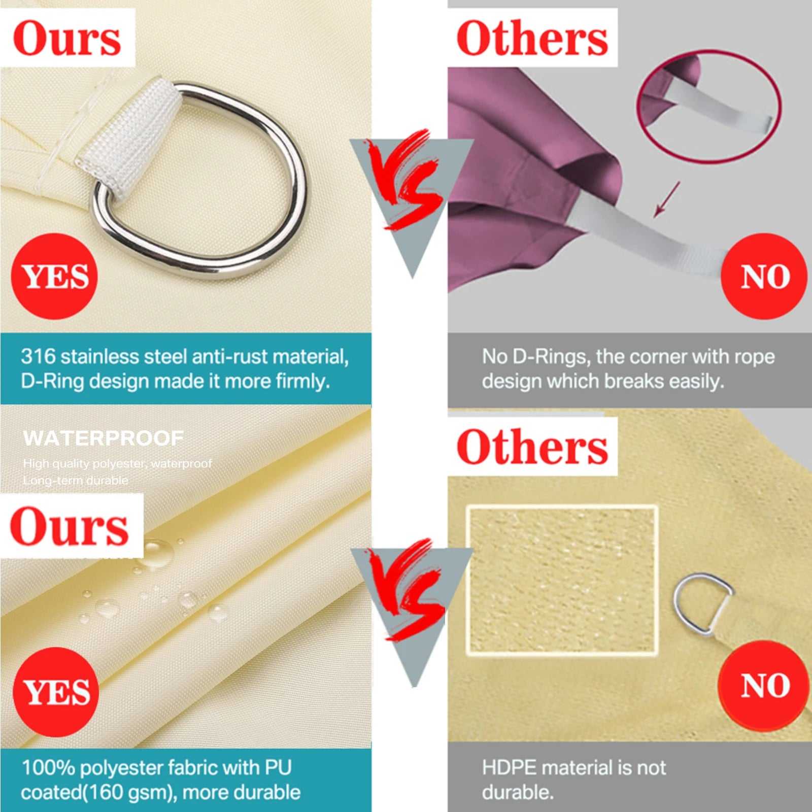 2x3/3x4/4x5/5x6M Sun Shade Sail Waterproof Outdoor Square Rectangle Garden Patio UV Block Party Canopy Pool Camp Awning Shelter