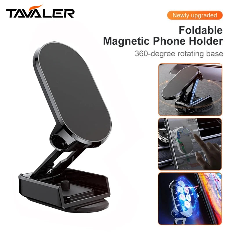 Universal Auto Magnetic Mobile Phone Holder Car Metal Creative Auto Folding Height 360°Adjustable Positioning Rotating Bracket