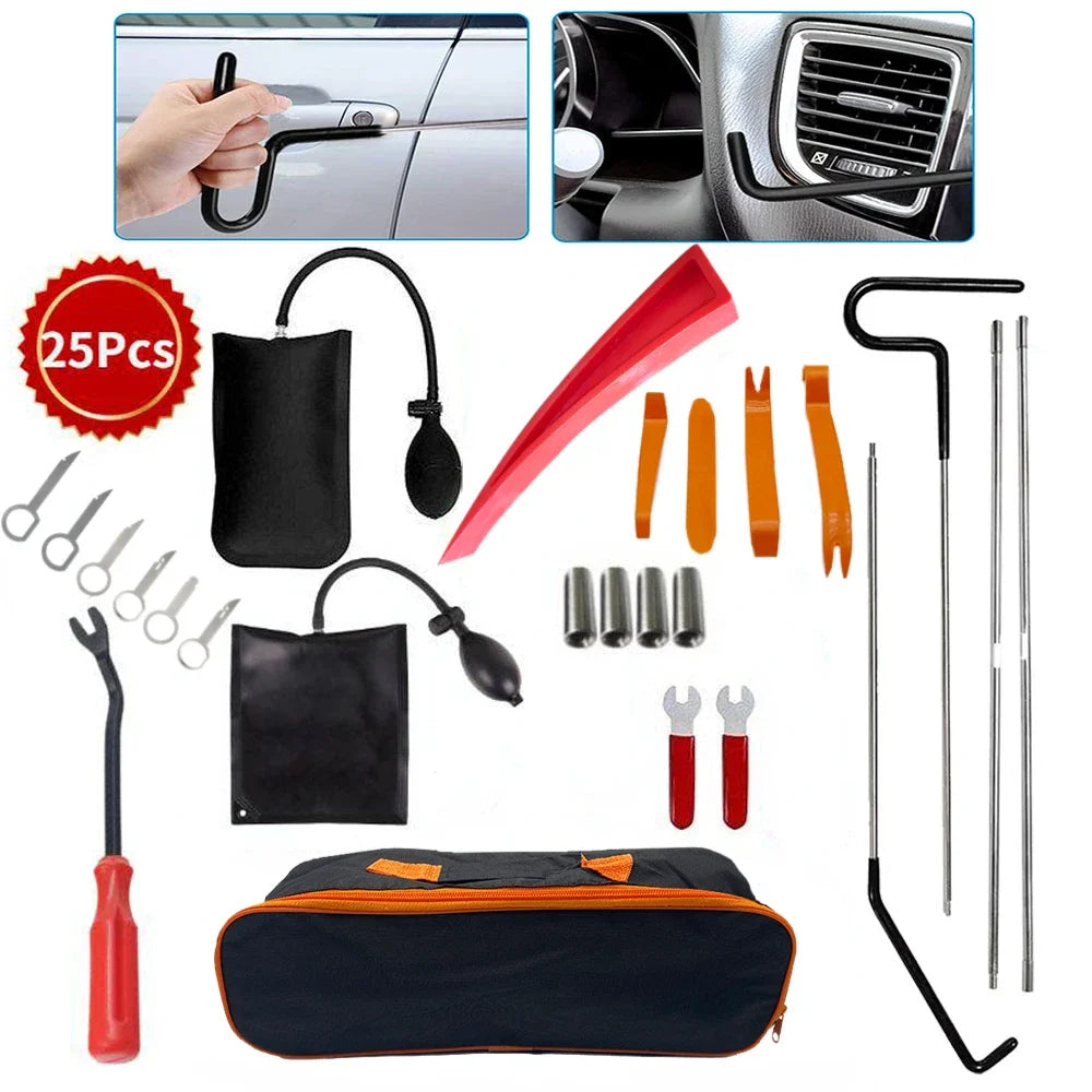 PWS Auto Tool Kit Door Open Grabber Lockout Lock Pick Set Long Range Reach Hooking Key Lost In Truck Air Wedge Bag Pump Car Tool