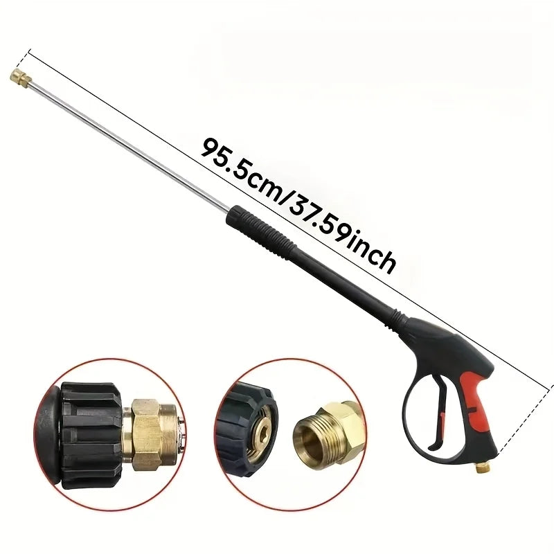 Portable High Pressure Car Wash Gun with Adjustable Extended Rod Household Water Pipe Matching Car Cleaning Tool for Home Outdoo