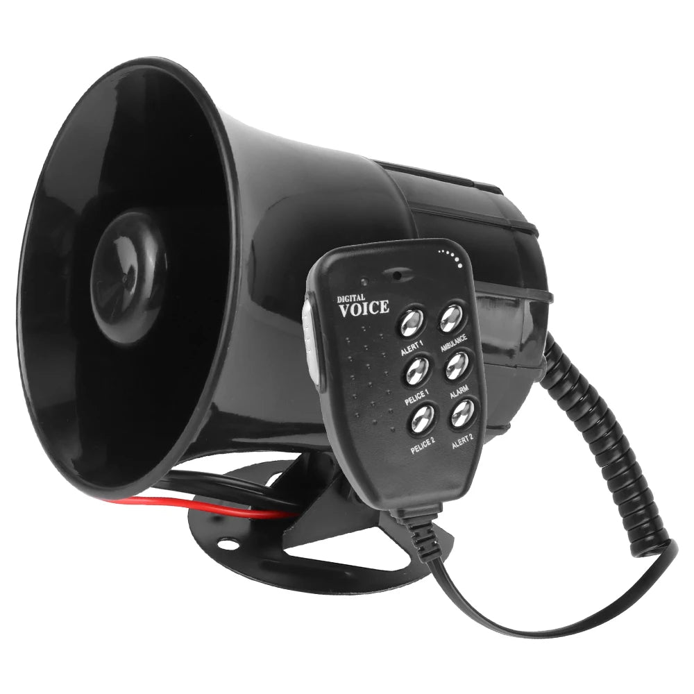 6 Tone 120DB Loud Car Warning Alarm Megaphone Air Horn Police Siren Loud Speaker 12V 100W Multi-tone Claxon Horn Car Horn