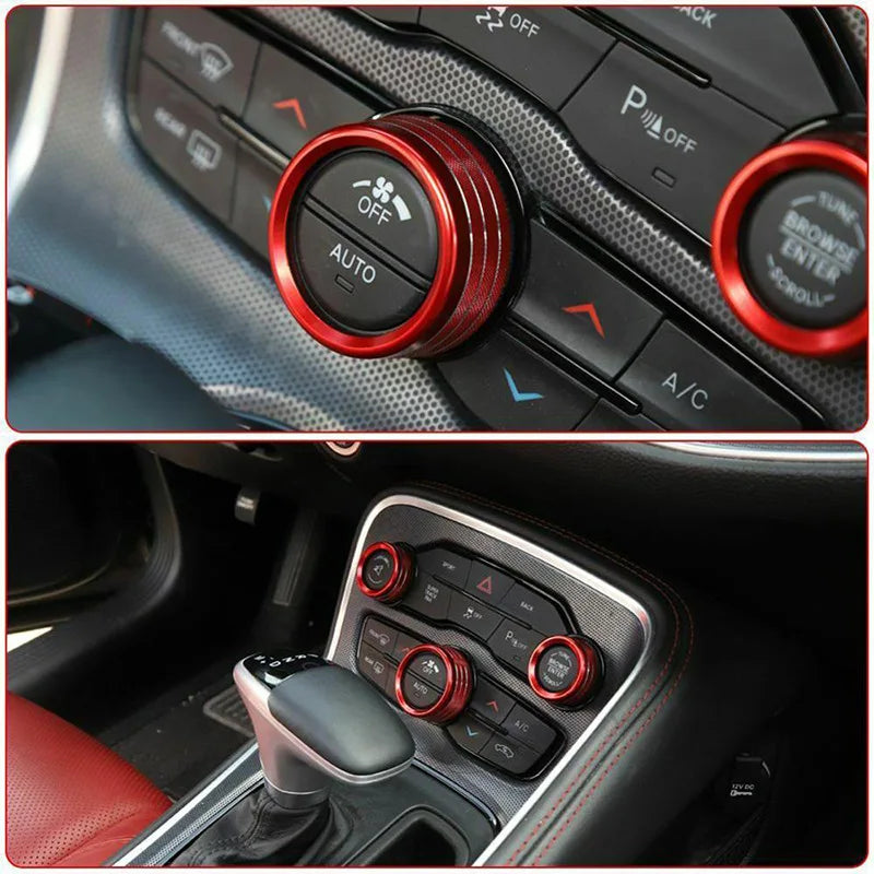 3pcs Car A/C Control Knob Volume Radio Switch Decora Cover For Dodge Challenger Charger RT SXT Scat Pack Hellcat 2015-2020