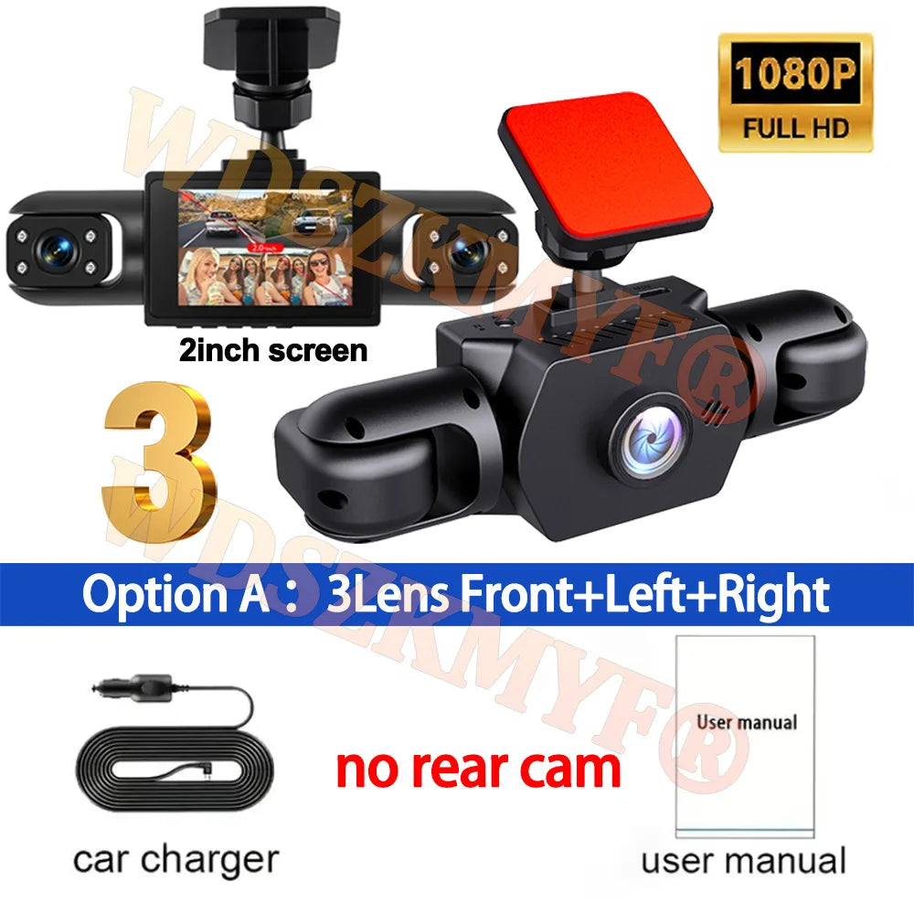 4 Channels 360° Car Dash Cam Video Recorder 1080P Car DVR 3/4 lens Front inside optional Rear View Night Vision Black Box