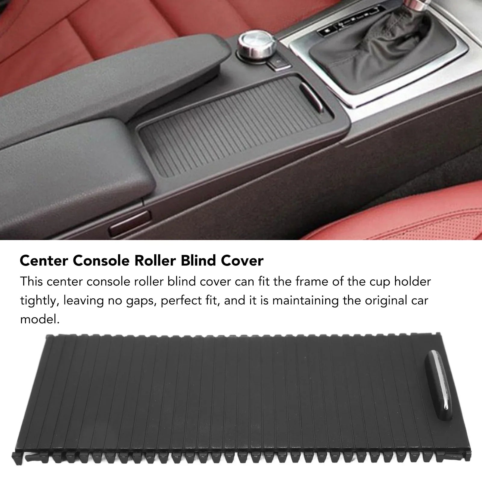 Center Console Roller Blind Cover Cup Holder Zipper Sliding Shutters Replacement For Mercedes‑Benz W204 Clase C C180 C200