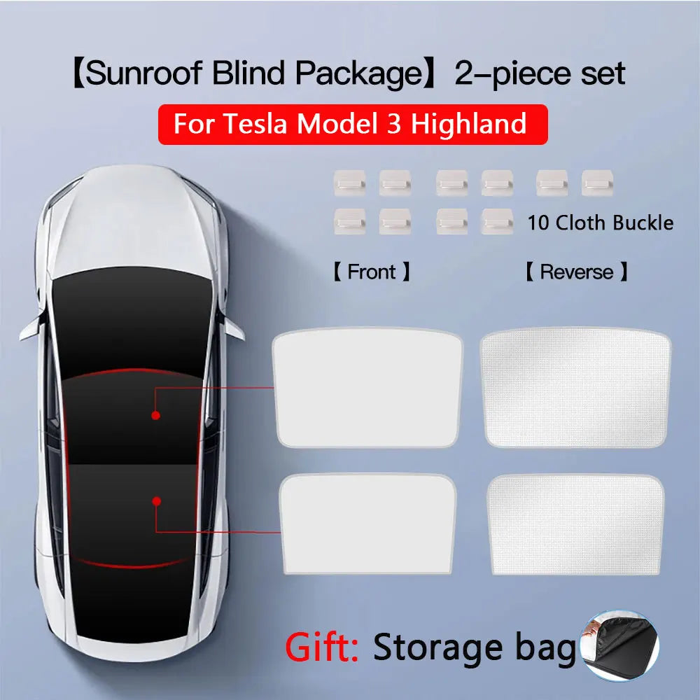 2pcs Sun Shades Roof for Tesla New Model 3 Y Juniper Launch Refresh Highland Sunshade UV Protect Skylight Film 2025 Accessories