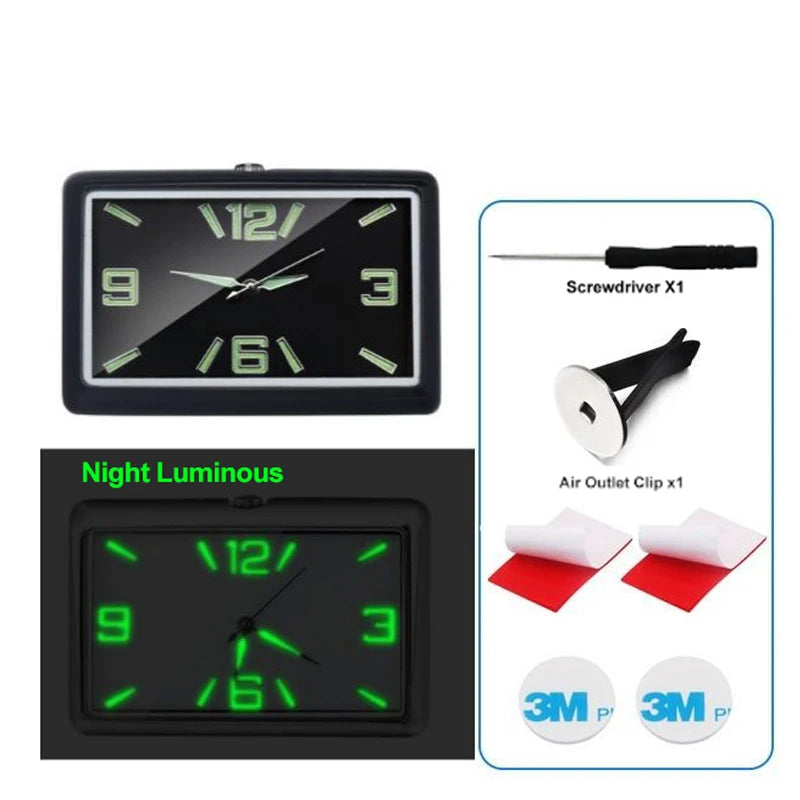 Auto Fashion Car Air Conditioning Vent Electronic Quartz Clock Square Vertical Car Clock Car Luminous Electronic Clock