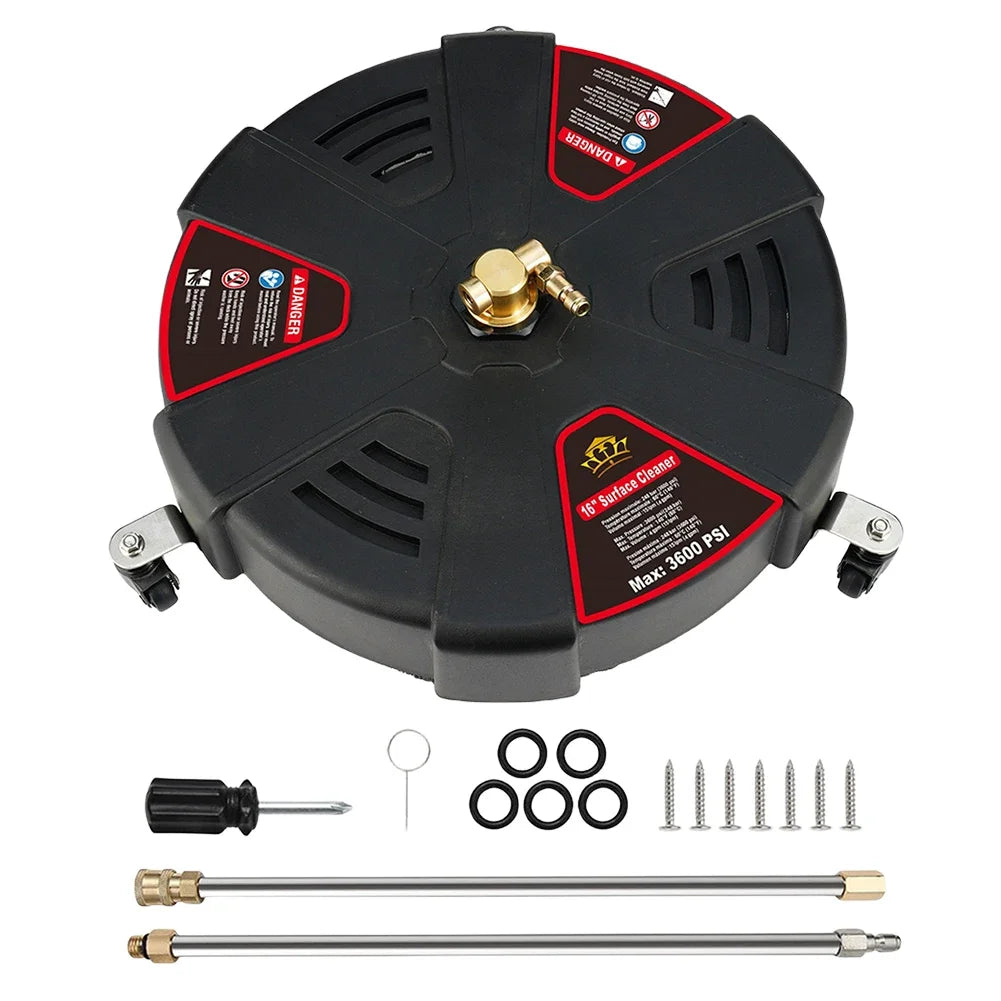 13 Inch Plastic Pressure Washer 2500PSI Powerful Pressure Washer Stainless Steel 1/4 Fast Connector Surface Cleaner with 3 Wheel