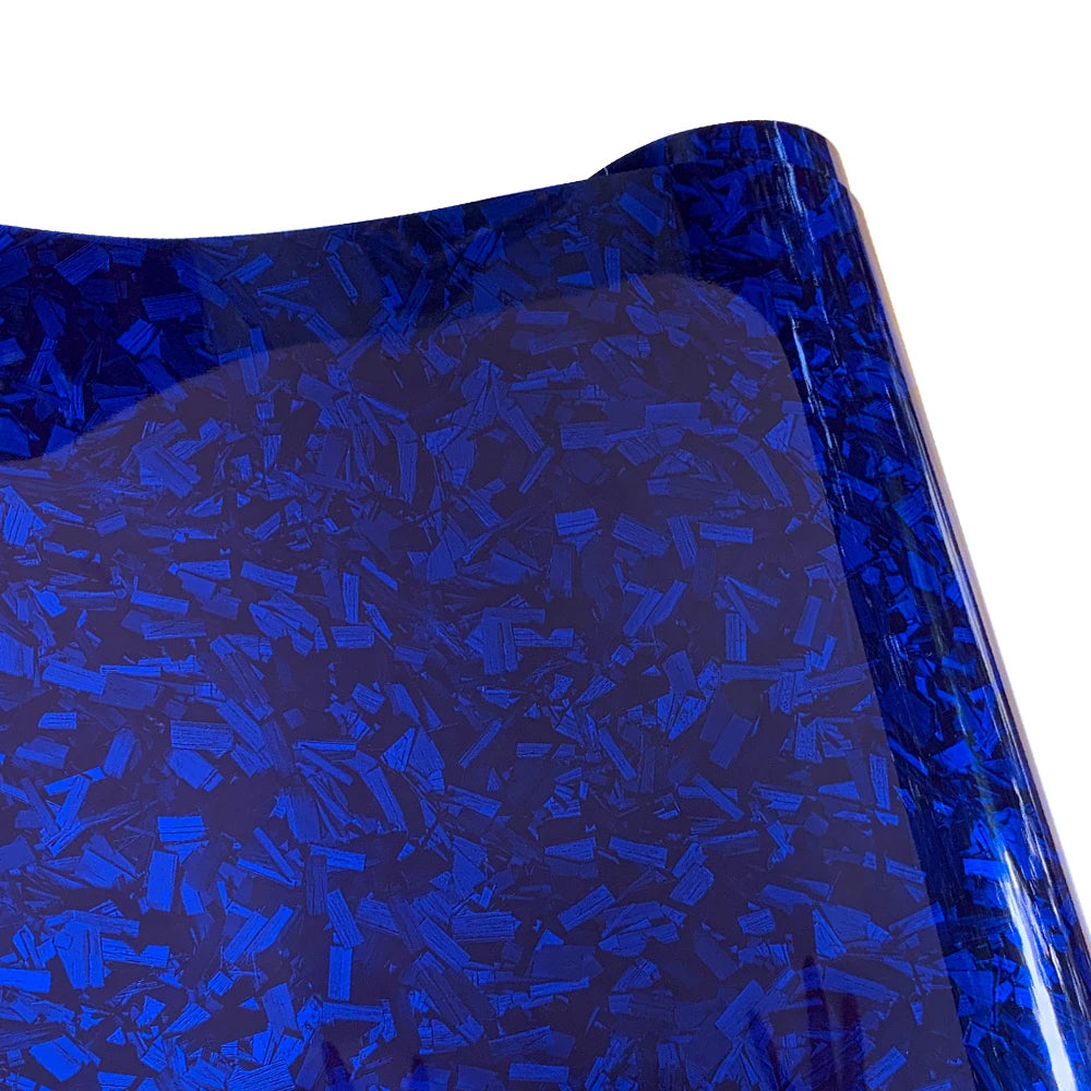 High Glossy Blue Forged Carbon Fiber Vinyl Wrap Waterproof Laser Film on the Hood DIY Car Adhesive Vinyl for Motorcycle Stickers