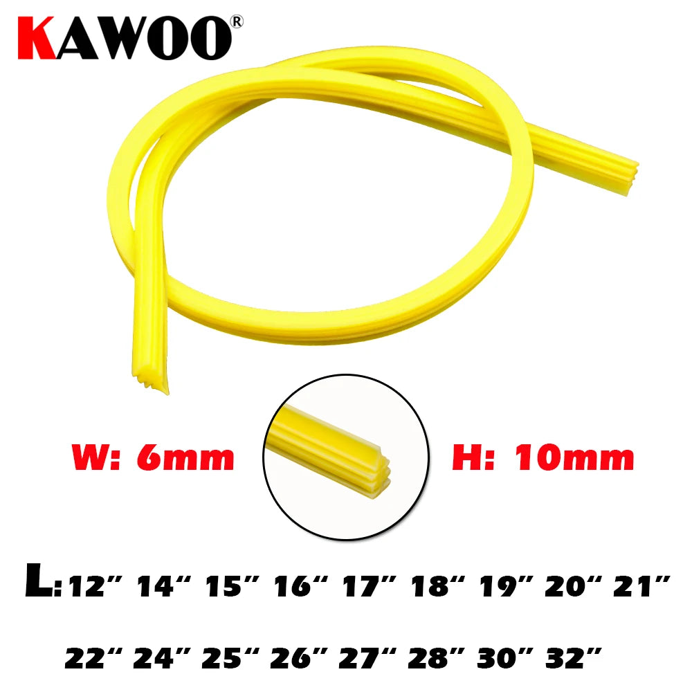 2pcs Car Wiper Blades Silica gel Silicon Refill Strips for Frameless Wiper 6mm 12"14"15“16"17"18"19"20"21"22"24"25"26"28"30"32"