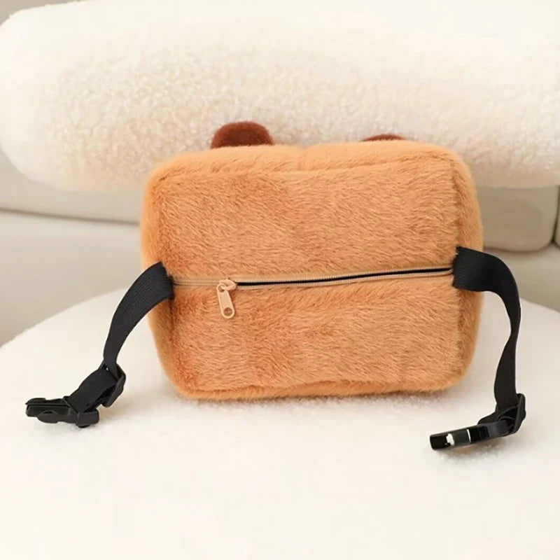 1PCar Headrest Neck Pillow Capybara Plush Shoulder Protection Cute Tissue Box Kawaii Car Decoration Of Car Supplies Plushie Gift